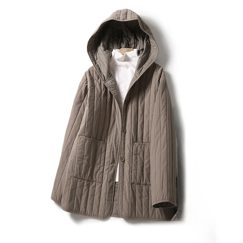 Giacca con cappuccio in cotone a maniche lunghe con tasca e motivo a cordoncino Buddha Stones da donna - Abbronzatura - US8-10, UK/AU12-14, EU40-42 (2XL) - image 0