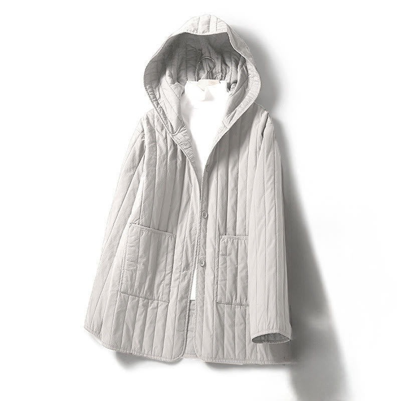 Giacca con cappuccio in cotone a maniche lunghe con tasca e motivo a cordoncino Buddha Stones da donna - Fumo bianco - US8-10, UK/AU12-14, EU40-42 (2XL) - image 15