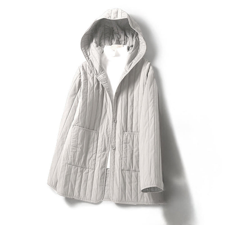 Giacca con cappuccio in cotone a maniche lunghe con tasca e motivo a cordoncino Buddha Stones da donna - Fumo bianco - US8-10, UK/AU12-14, EU40-42 (2XL) - image 15