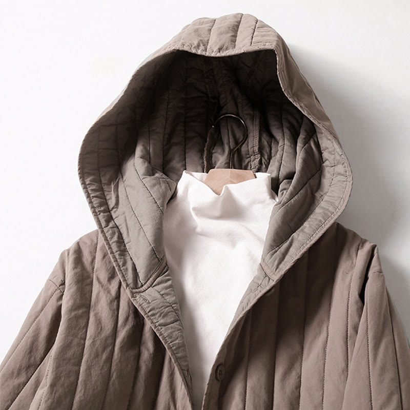 Giacca con cappuccio in cotone a maniche lunghe con tasca e motivo a cordoncino Buddha Stones da donna - image 1