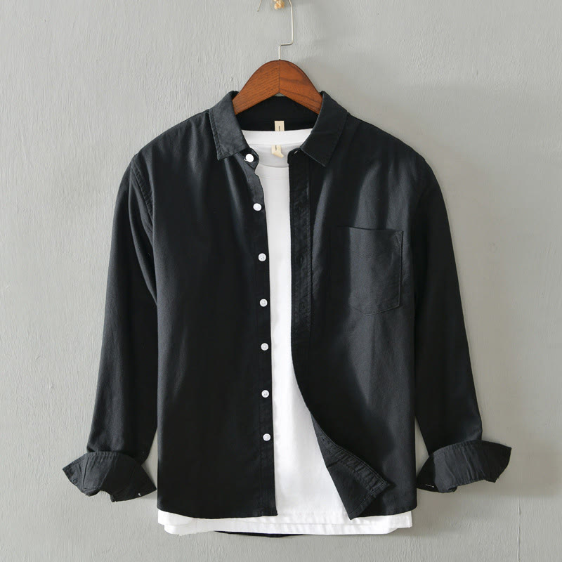 Camicia da uomo in cotone con bottoni a manica lunga e tinta unita, motivo Buddha Stones - Nero - US/UK/AU40, EU50 (3XL) - image 4