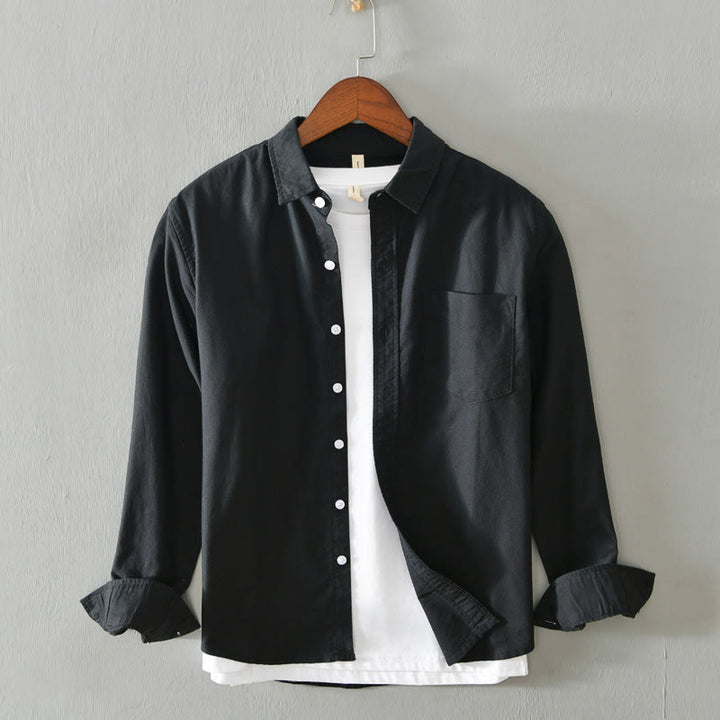 Camicia da uomo in cotone con bottoni a manica lunga e tinta unita, motivo Buddha Stones - Nero - US/UK/AU40, EU50 (3XL) - image 4