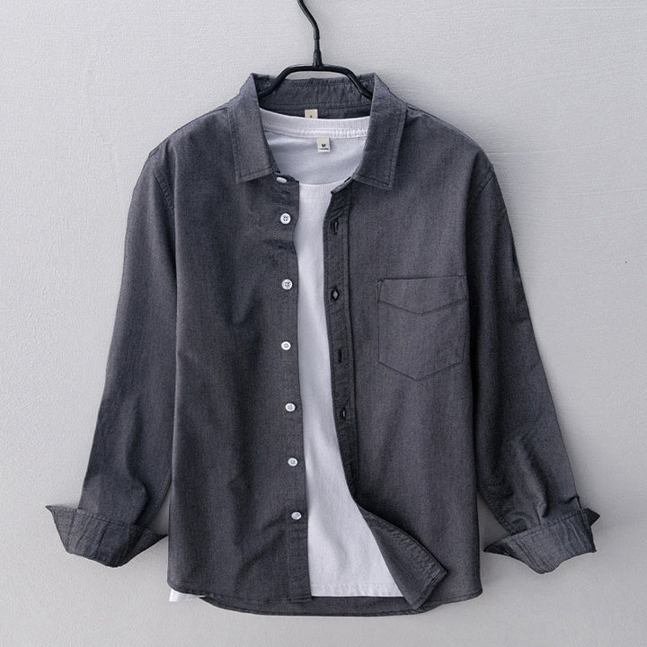 Camicia da uomo in cotone con bottoni a manica lunga e tinta unita, motivo Buddha Stones - Grigio scuro - US/UK/AU40, EU50 (3XL) - image 0