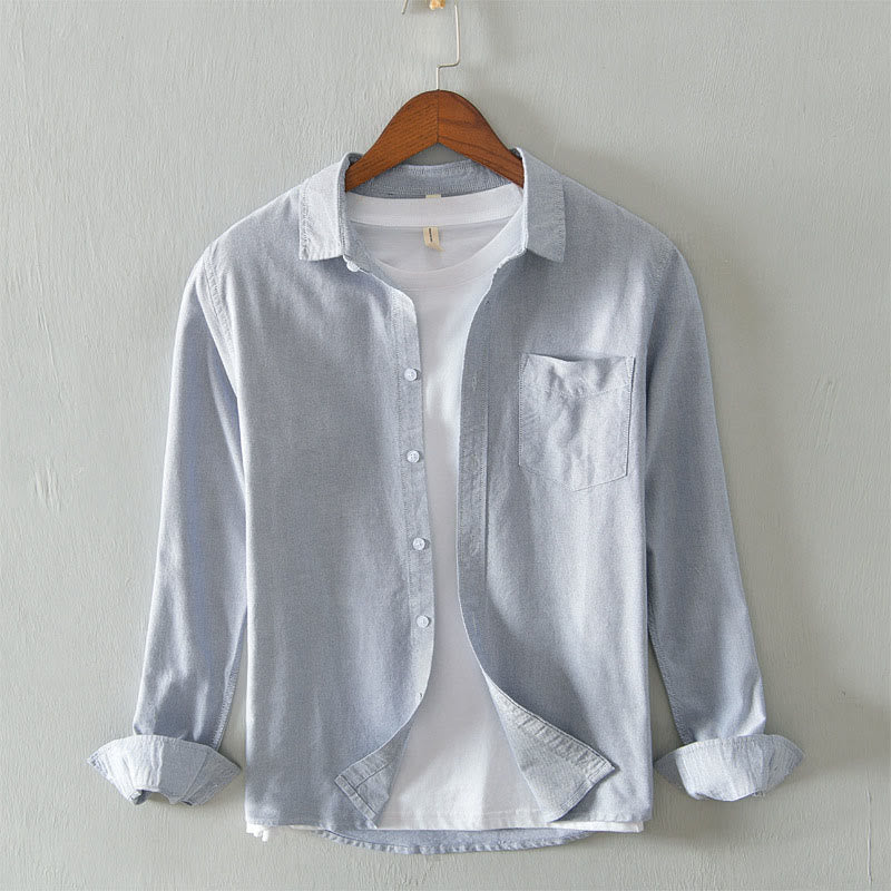 Camicia da uomo in cotone con bottoni a manica lunga e tinta unita, motivo Buddha Stones - Grigio chiaro - US/UK/AU40, EU50 (3XL) - image 6