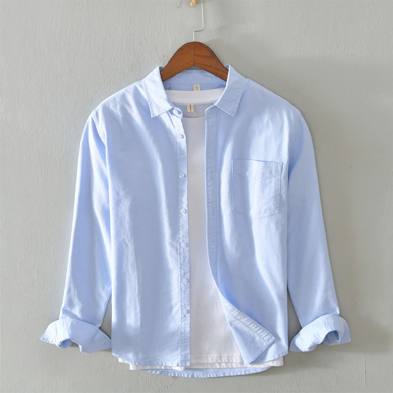 Camicia da uomo in cotone con bottoni a manica lunga e tinta unita, motivo Buddha Stones - Azzurro cielo chiaro - US/UK/AU40, EU50 (3XL) - image 27