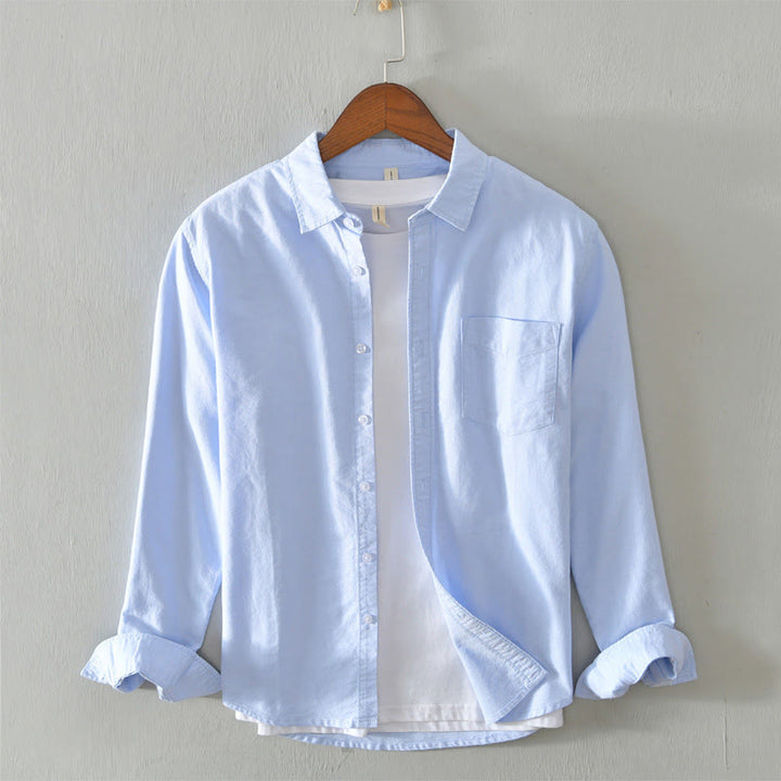 Camicia da uomo in cotone con bottoni a manica lunga e tinta unita, motivo Buddha Stones - Azzurro cielo chiaro - US/UK/AU40, EU50 (3XL) - image 27