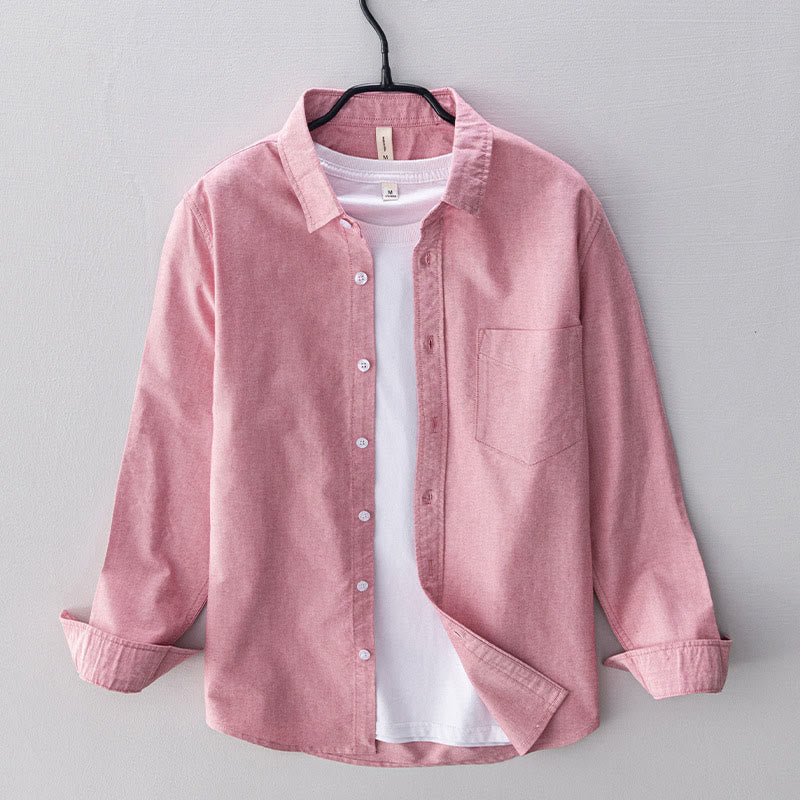 Camicia da uomo in cotone con bottoni a manica lunga e tinta unita, motivo Buddha Stones - Rosa - US/UK/AU40, EU50 (3XL) - image 20