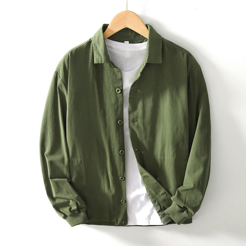 Camicia da uomo in cotone con maniche lunghe e bottoni, modello Buddha Stones Fall Solid, con tasche - Verde foresta - US/UK/AU42, EU52 (3XL) - image 23