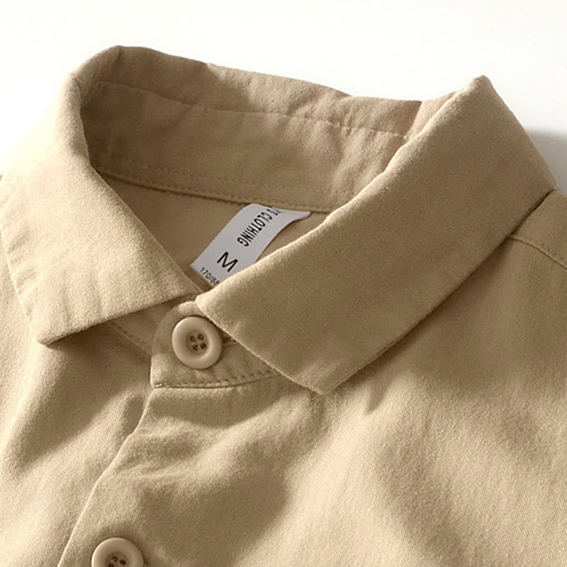 Camicia da uomo in cotone con maniche lunghe e bottoni, modello Buddha Stones Fall Solid, con tasche - image 2