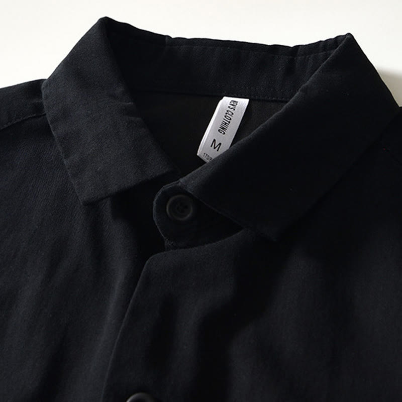 Camicia da uomo in cotone con maniche lunghe e bottoni, modello Buddha Stones Fall Solid, con tasche - image 10