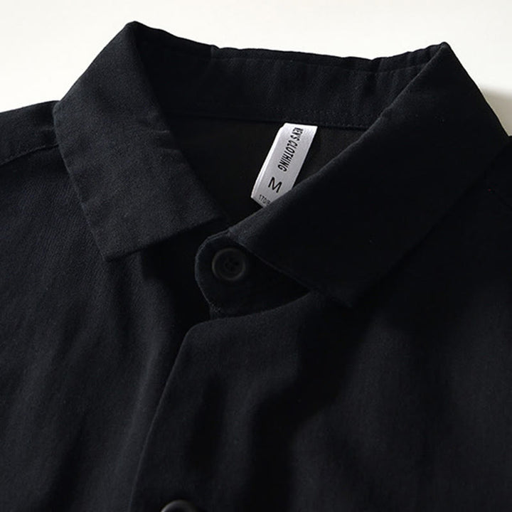 Camicia da uomo in cotone con maniche lunghe e bottoni, modello Buddha Stones Fall Solid, con tasche - image 10