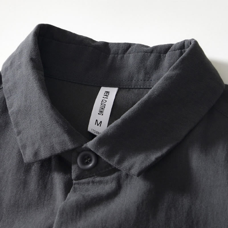 Camicia da uomo in cotone con maniche lunghe e bottoni, modello Buddha Stones Fall Solid, con tasche - image 16