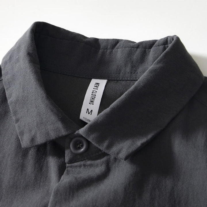 Camicia da uomo in cotone con maniche lunghe e bottoni, modello Buddha Stones Fall Solid, con tasche - image 16