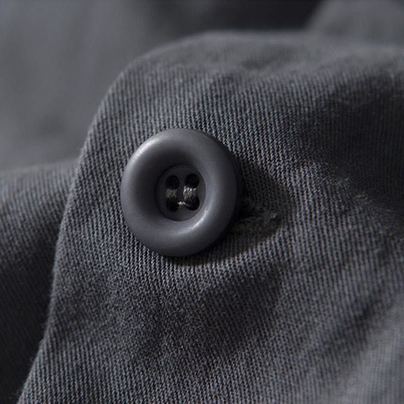 Camicia da uomo in cotone con maniche lunghe e bottoni, modello Buddha Stones Fall Solid, con tasche - image 17