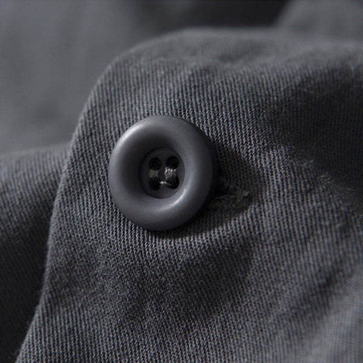 Camicia da uomo in cotone con maniche lunghe e bottoni, modello Buddha Stones Fall Solid, con tasche - image 17