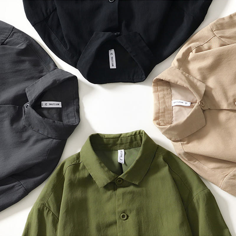 Camicia da uomo in cotone con maniche lunghe e bottoni, modello Buddha Stones Fall Solid, con tasche - image 30