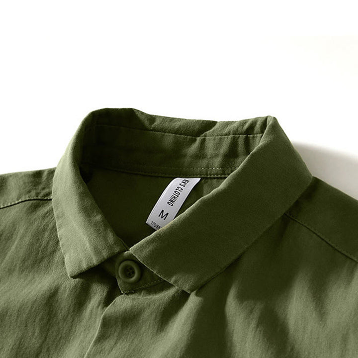 Camicia da uomo in cotone con maniche lunghe e bottoni, modello Buddha Stones Fall Solid, con tasche - image 24