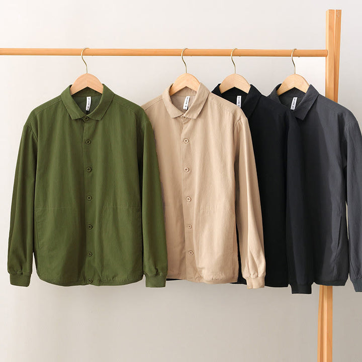 Camicia da uomo in cotone con maniche lunghe e bottoni, modello Buddha Stones Fall Solid, con tasche - image 1