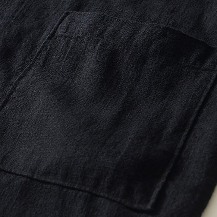 Buddha Stones Camicia da uomo in cotone ramiè con tasche e bottoni, a maniche lunghe, tinta unita autunnale - image 6