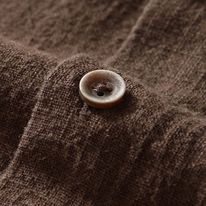 Buddha Stones Camicia da uomo in cotone ramiè con tasche e bottoni, a maniche lunghe, tinta unita autunnale - image 12