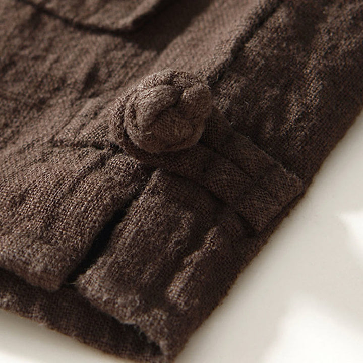 Buddha Stones Camicia da uomo in cotone ramiè con tasche e bottoni, a maniche lunghe, tinta unita autunnale - image 14