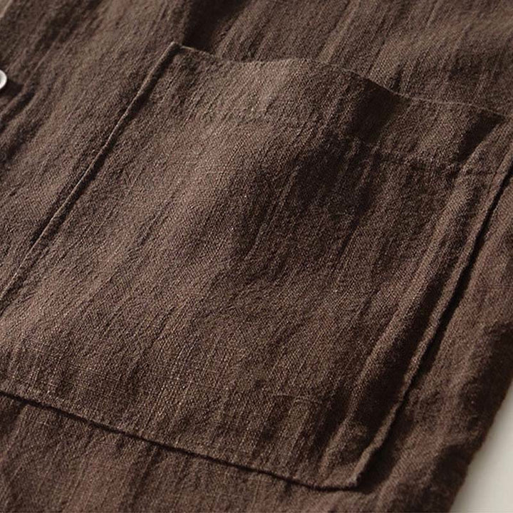 Buddha Stones Camicia da uomo in cotone ramiè con tasche e bottoni, a maniche lunghe, tinta unita autunnale - image 13