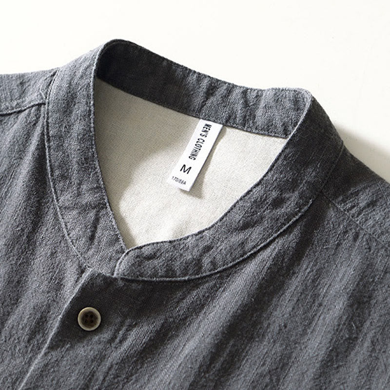 Buddha Stones Camicia da uomo in cotone ramiè con tasche e bottoni, a maniche lunghe, tinta unita autunnale - image 18