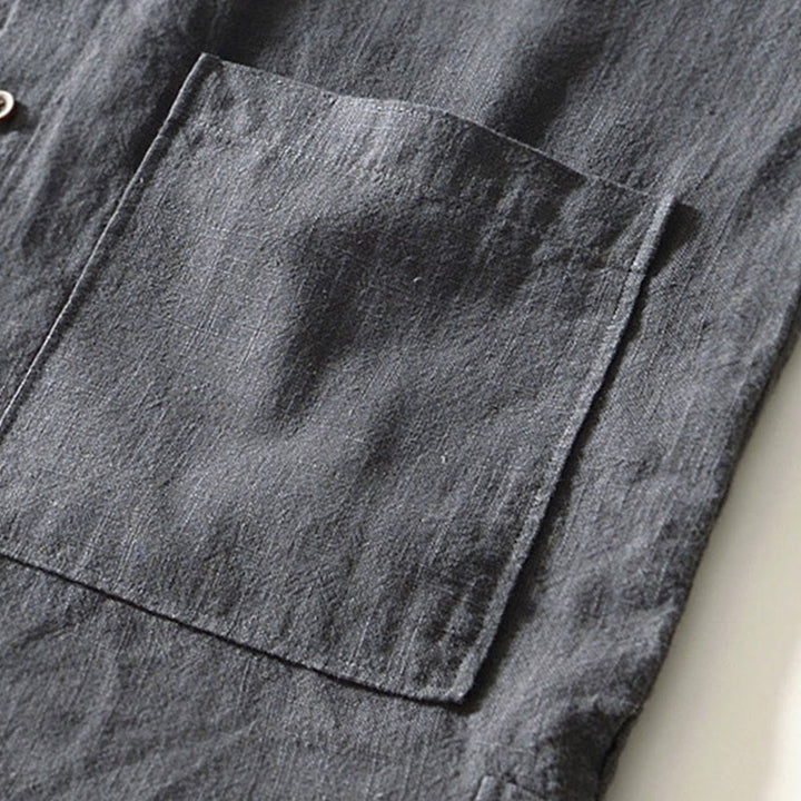 Buddha Stones Camicia da uomo in cotone ramiè con tasche e bottoni, a maniche lunghe, tinta unita autunnale - image 21