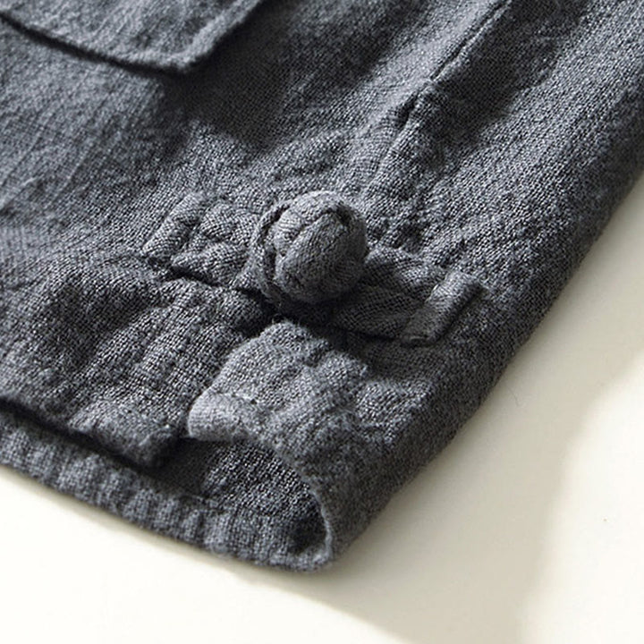 Buddha Stones Camicia da uomo in cotone ramiè con tasche e bottoni, a maniche lunghe, tinta unita autunnale - image 23