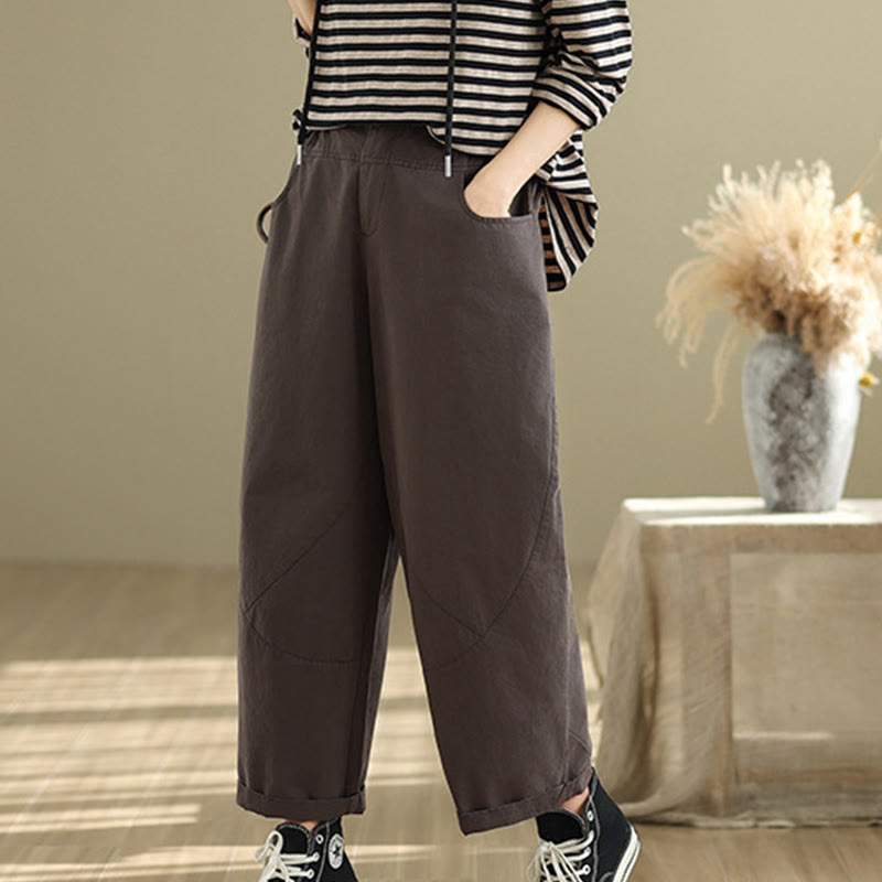 Pantaloni harem da donna in cotone e poliestere con tasche, modello Buddha Stones, casual, lunghezza 7-8, bottoni - image 1