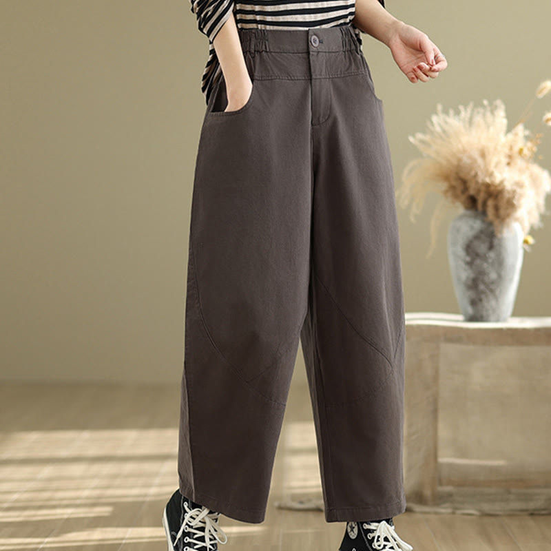 Pantaloni harem da donna in cotone e poliestere con tasche, modello Buddha Stones, casual, lunghezza 7-8, bottoni - image 3