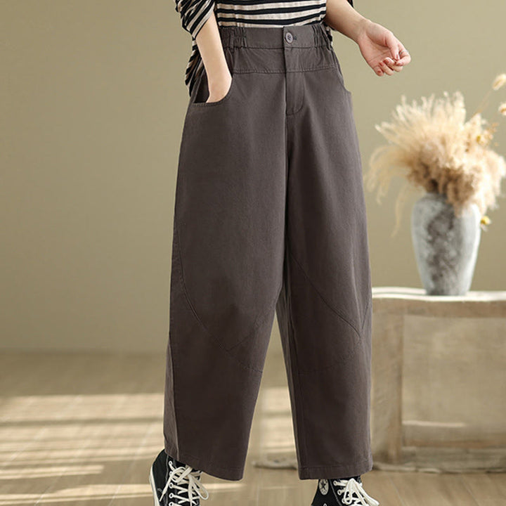 Pantaloni harem da donna in cotone e poliestere con tasche, modello Buddha Stones, casual, lunghezza 7-8, bottoni - image 3