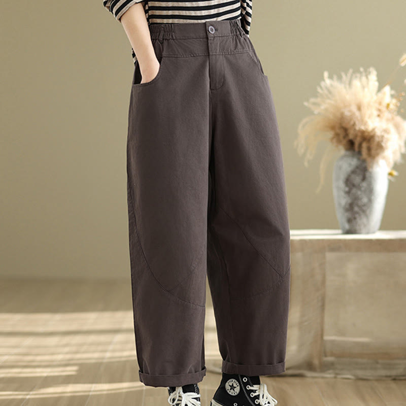 Pantaloni harem da donna in cotone e poliestere con tasche, modello Buddha Stones, casual, lunghezza 7-8, bottoni - image 2