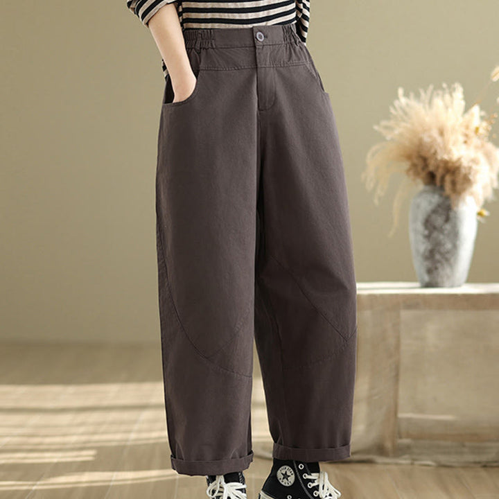 Pantaloni harem da donna in cotone e poliestere con tasche, modello Buddha Stones, casual, lunghezza 7-8, bottoni - image 2