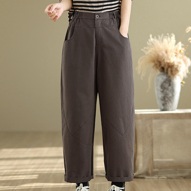 Pantaloni harem da donna in cotone e poliestere con tasche, modello Buddha Stones, casual, lunghezza 7-8, bottoni - image 4