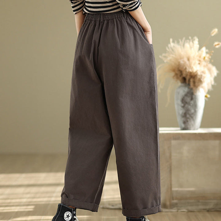 Pantaloni harem da donna in cotone e poliestere con tasche, modello Buddha Stones, casual, lunghezza 7-8, bottoni - image 5