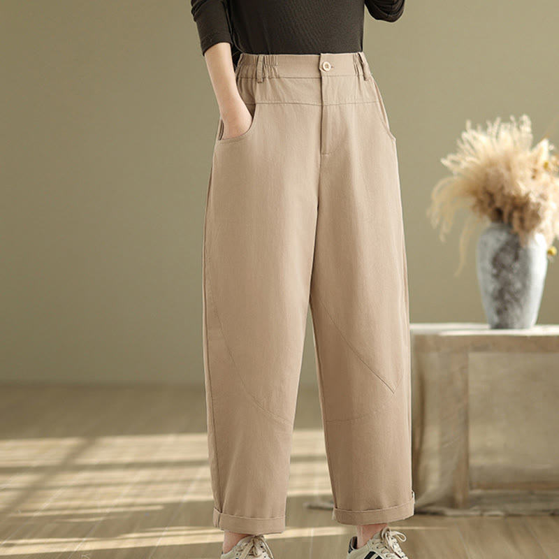 Pantaloni harem da donna in cotone e poliestere con tasche, modello Buddha Stones, casual, lunghezza 7-8, bottoni - image 11