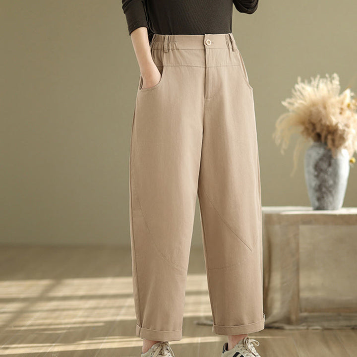 Pantaloni harem da donna in cotone e poliestere con tasche, modello Buddha Stones, casual, lunghezza 7-8, bottoni - image 11