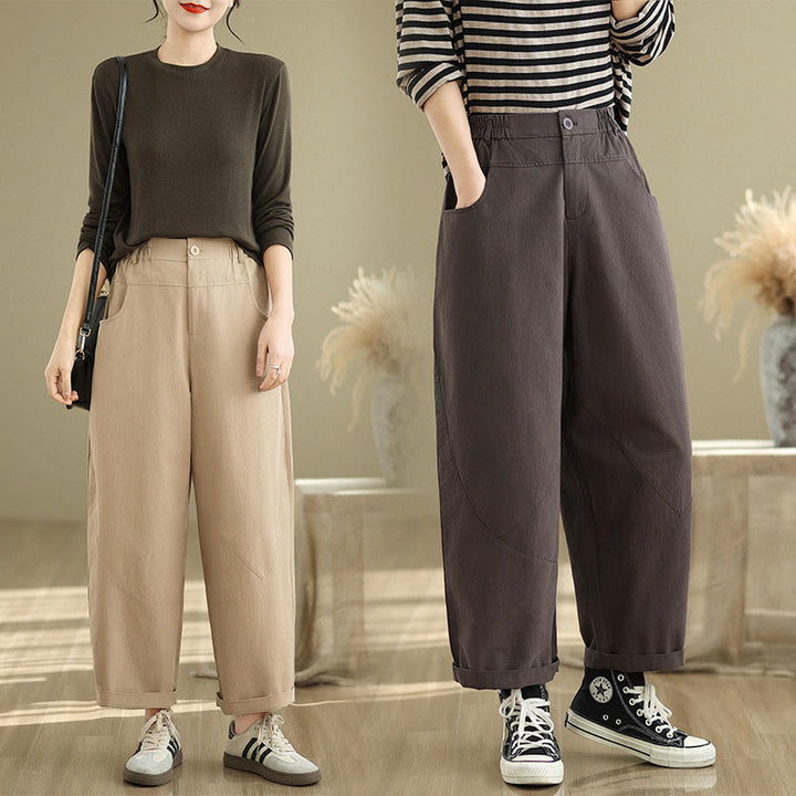 Pantaloni harem da donna in cotone e poliestere con tasche, modello Buddha Stones, casual, lunghezza 7-8, bottoni - image 15