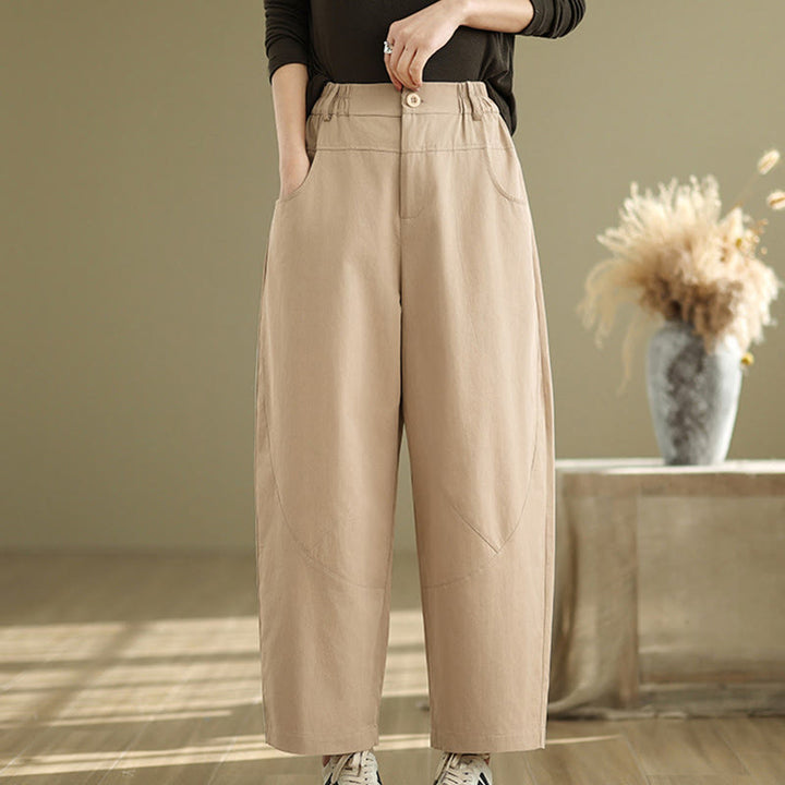 Pantaloni harem da donna in cotone e poliestere con tasche, modello Buddha Stones, casual, lunghezza 7-8, bottoni - image 10