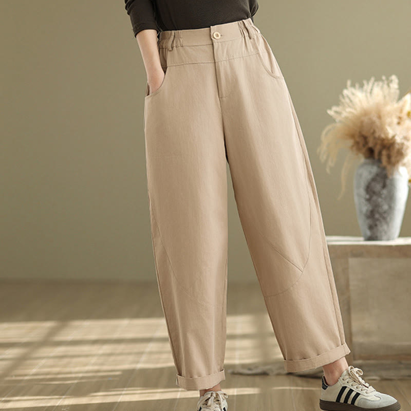 Pantaloni harem da donna in cotone e poliestere con tasche, modello Buddha Stones, casual, lunghezza 7-8, bottoni - image 13