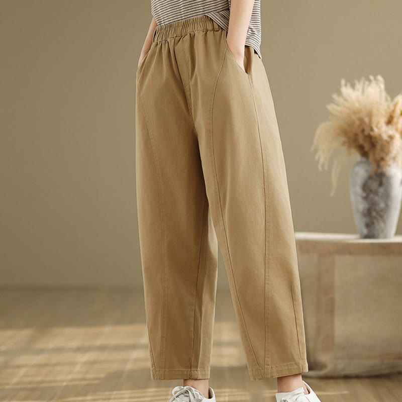Pantaloni harem da donna in poliestere con elastico in vita e tasche, stile casual , Buddha Stones - image 4