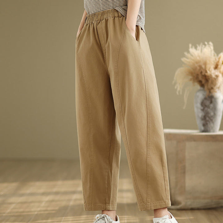 Pantaloni harem da donna in poliestere con elastico in vita e tasche, stile casual , Buddha Stones - image 4