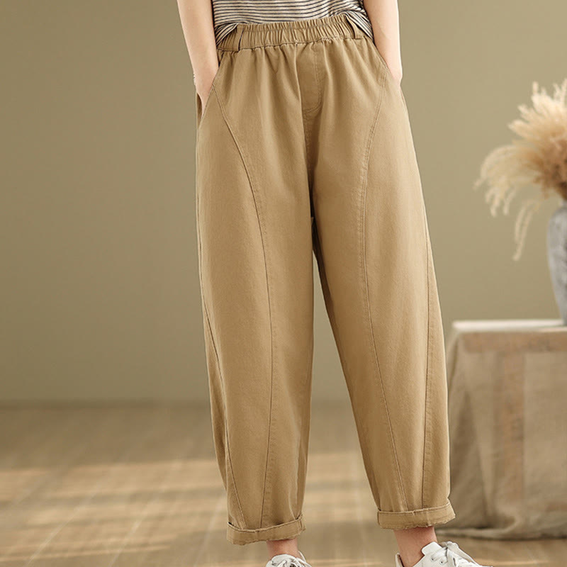 Pantaloni harem da donna in poliestere con elastico in vita e tasche, stile casual , Buddha Stones - image 3