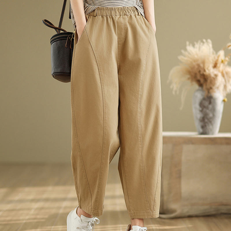Pantaloni harem da donna in poliestere con elastico in vita e tasche, stile casual , Buddha Stones - Grano - US8-10, UK/AU12-14, EU40-42 (2XL) - image 0