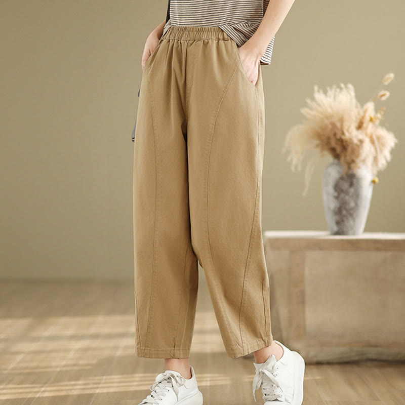Pantaloni harem da donna in poliestere con elastico in vita e tasche, stile casual , Buddha Stones - image 2