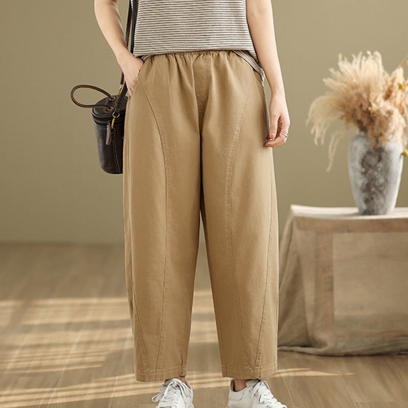 Pantaloni harem da donna in poliestere con elastico in vita e tasche, stile casual , Buddha Stones - image 1