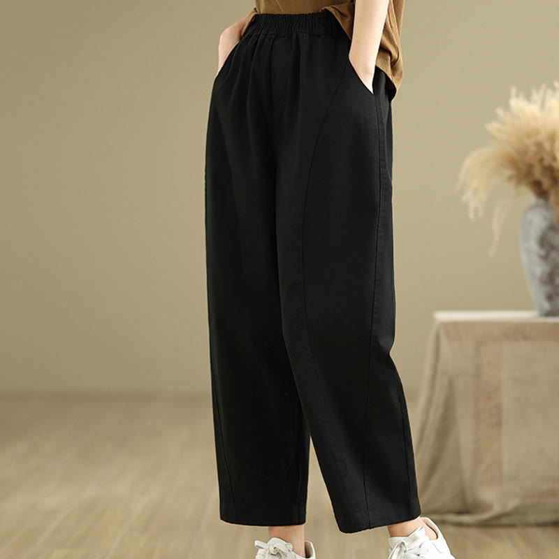 Pantaloni harem da donna in poliestere con elastico in vita e tasche, stile casual , Buddha Stones - image 11