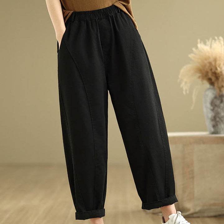 Pantaloni harem da donna in poliestere con elastico in vita e tasche, stile casual , Buddha Stones - image 13