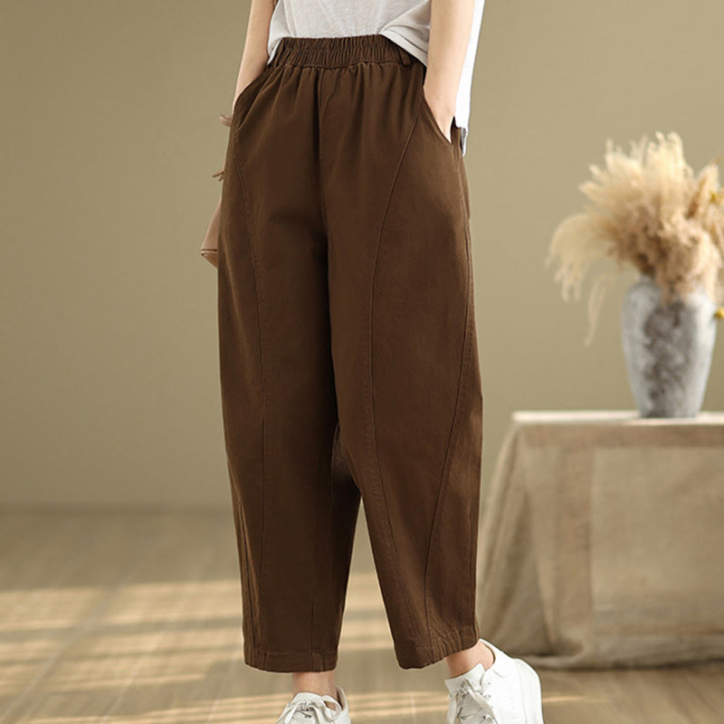 Pantaloni harem da donna in poliestere con elastico in vita e tasche, stile casual , Buddha Stones - image 19